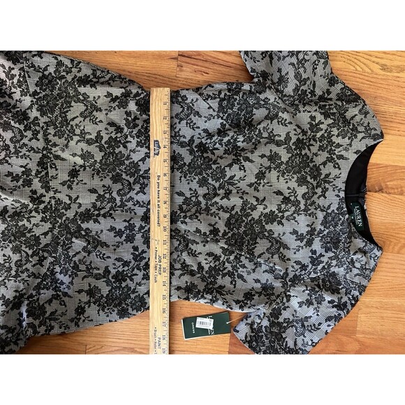 $180 Ralph Lauren Women's Black Pembrook Floral Knit Baba A-Line Day Dress Sz 10 - Picture 13 of 14